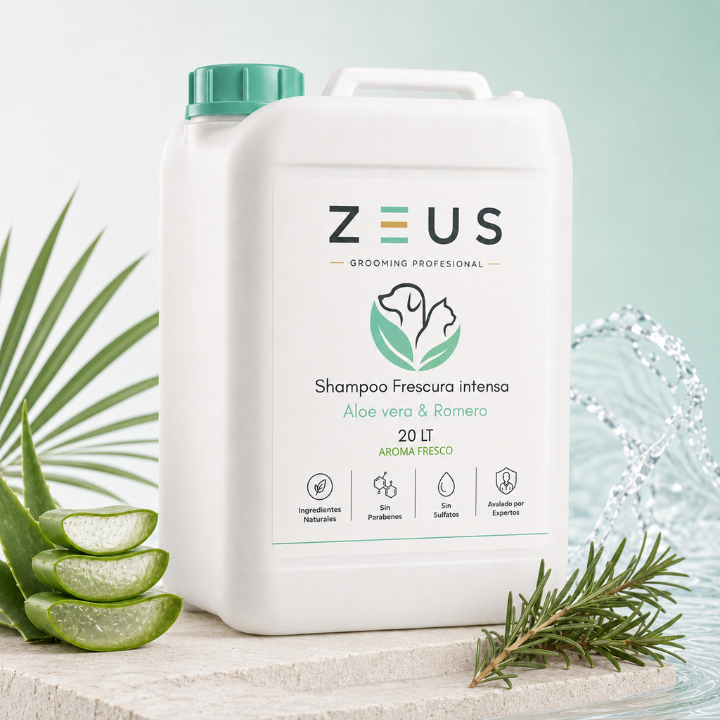 Shampoo para Mascotas con Aloe Vera y Romero | Limpieza Profunda y Pelo Sedoso | 20 L