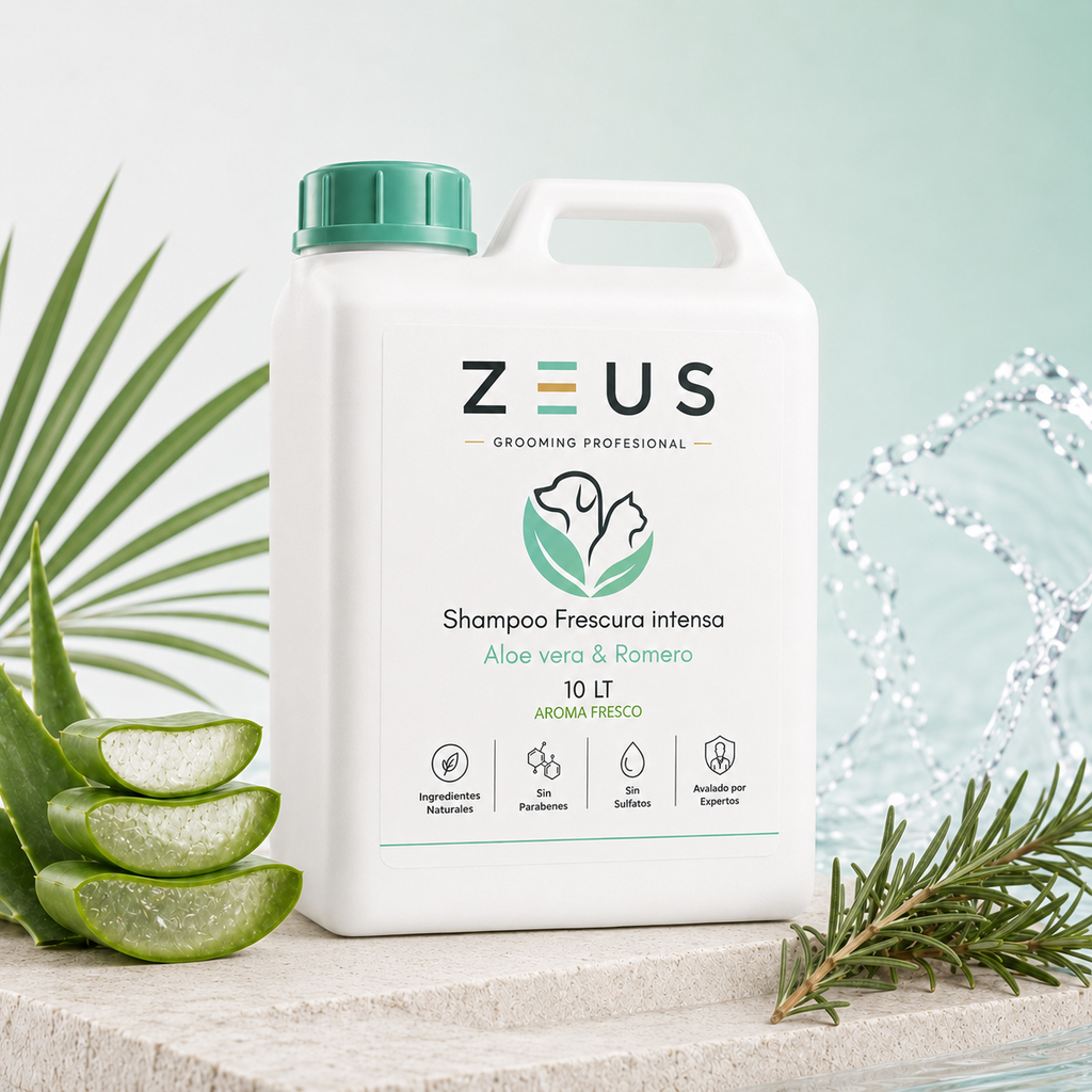 Shampoo para Mascotas con Aloe Vera y Romero | Limpieza Profunda y Pelo Sedoso | 10 L