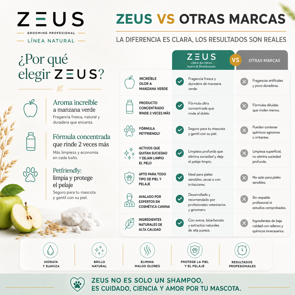 Shampoo Desodorante Calmante para Mascotas | Avena y Bicarbonato | Frescura a Manzana Verde | 20 L