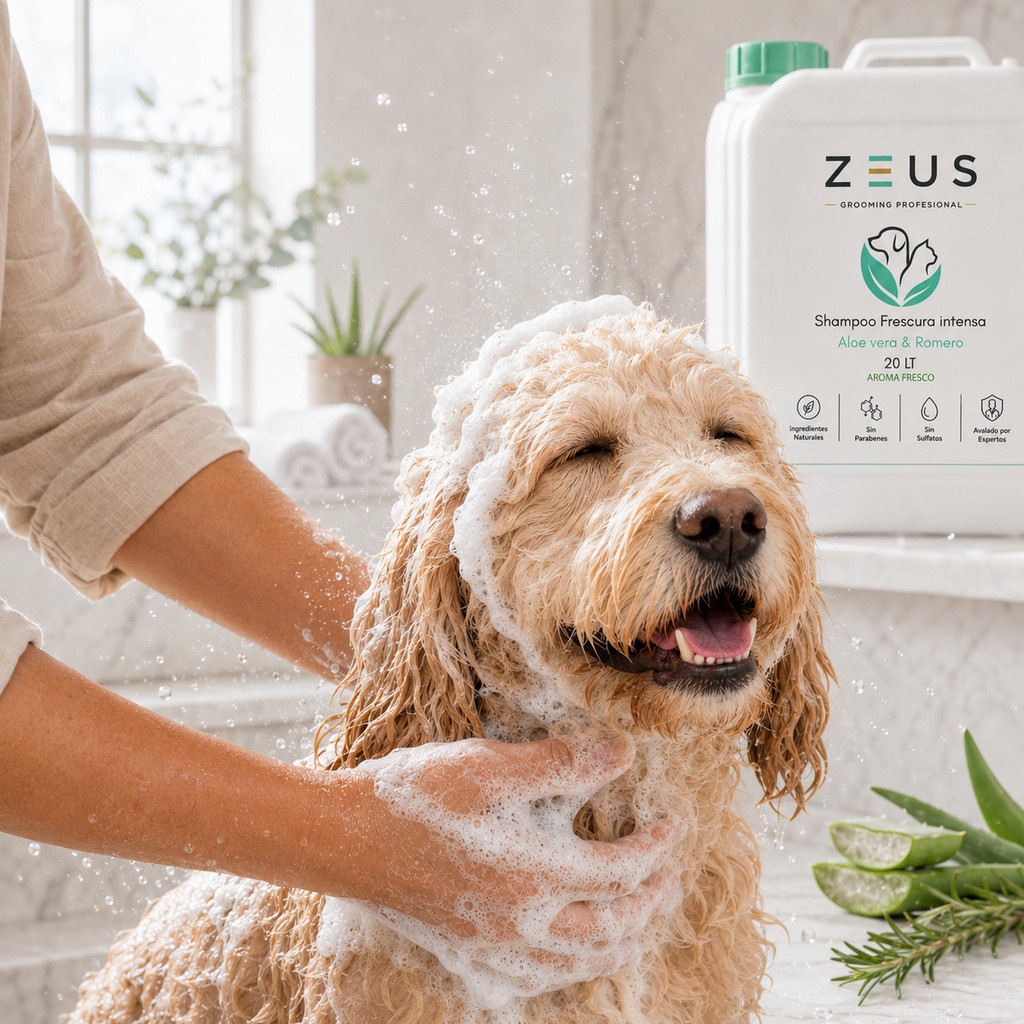 Shampoo para Mascotas con Aloe Vera y Romero | Limpieza Profunda y Pelo Sedoso | 10 L