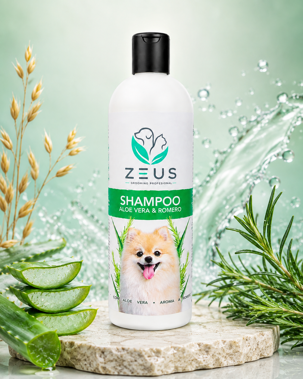 Shampoo para Mascotas con Aloe Vera y Romero | Limpieza Profunda y Pelo Sedoso | 480 mL